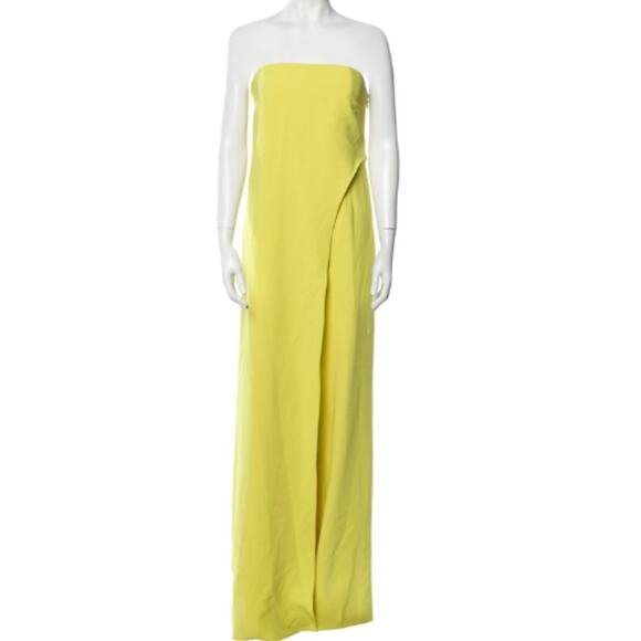 Halston Lil Crepe Jumpsuit in Bright Yellow Plus Size 16 - Picture 4 of 6
